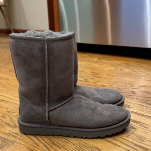 UGG Short Suede Shearling Boots — Gray